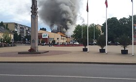 Lazdijuose užsidegė parduotuvė &bdquo;Aibė&ldquo;