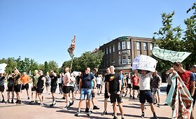 Panevėžyje pratybų &bdquo;Karaliaus kirtis 2021&ldquo; metu &ndash; mitingo imitacija