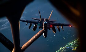 &bdquo;KC-135 Stratotanker&ldquo; pildo naikintuvo &bdquo;F/A-18F Super Hornet&ldquo; degalų atsargas
