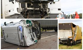 Prie Panevėžio į policijos automobilį rėžėsi vilkikas