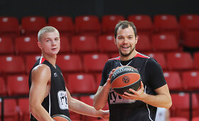 Vilniaus &bdquo;Lietuvos ryto&ldquo; treniruotė prie&scaron; rungtynes su Belgrado &bdquo;Crvena Zvezda&ldquo; komanda.