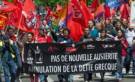 Briuselyje surengta Graikiją palaikanti solidarumo demonstracija