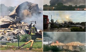 &Scaron;iaulius sudrebino namo sprogimas, dangų temdė gaisro dūmai