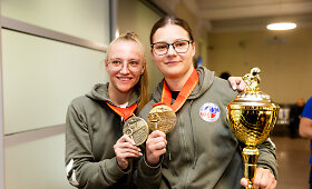 Vilniaus oro uoste pasitiktos  Europos bokso čempionato prizininkės: Gabrielė Stonkutė ir Ana Starovoitova