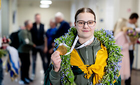 Pasaulio bokso čempionės Gabrielės Stonkutės sutiktuvės Vilniaus oro uoste