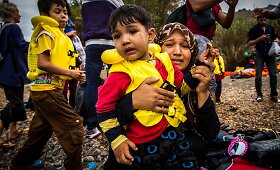 Migrantai ir pabėgėliai atvyksta į Lesbo salą