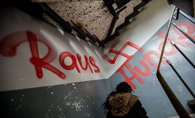 Svastikomis i&scaron;pai&scaron;yti laikini prieglobsčio pra&scaron;ytojų namai Vokietijoje