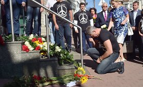 Malaizijos lėktuvo katastrofos minėjimas prie Nyderlandų ambasados Kijeve