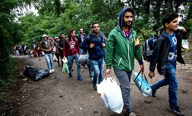 Migrantai Serbijos - Kroatijos pasienyje