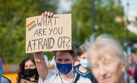 Prie&scaron; &bdquo;Didįjį &scaron;eimos gynimo mar&scaron;ą&ldquo; einantynės palaikant LGBT bendruomenę