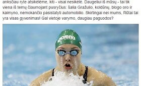 Žinomi žmonės feisbuke i&scaron;rei&scaron;kė palaikymą Rūtai Meilutytei