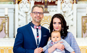 Aras Vėberis ir Martyna Kerbedytė pakrik&scaron;tijo sūnų Nojų