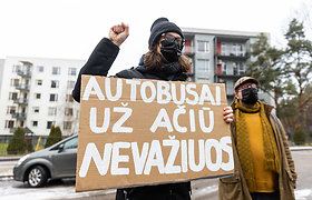 Protesto akcija Vilniaus viešojo transporto darbuotojams ir jų reikalavimams palaikyti