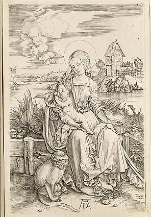  Nacionalinio Bohdano ir Varvaros Chanenkų dailės muziejaus kolekcija/Albrecht  Dürer (1471−1528), „Madona su beždžione“, apie 1498 m.