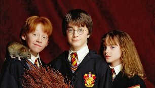 Rupertas Grintas, Danielis Radcliffe'as, Emma Watson filme „Haris Poteris ir išminties akmuo“