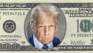 100 JAV dolerių banknotas su D.Trumpo atvaizdu
