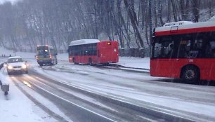 Parodos kalne sustoję autobusai