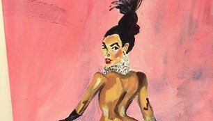 Kim Kardashian portretas, tapytas peniu