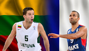 Mantas Kalnietis (Lietuva) ir Tony Parkeris (Prancuzija)
