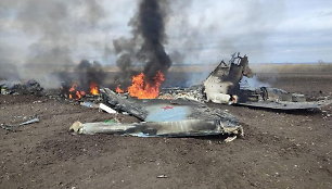Rusijos naikintuvo Su-35 liekanos