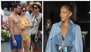 Jamie Dornanas su Dakota Johnson ir Rihanna