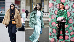 Gilda Ambrosio (i&scaron; kairės: MOSCHINO, CAROLINE KUMMELSTEDT avikailis ir ATTICO suknelė, KENZO x H&M)
