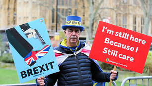 Protestuotojas prie&scaron; &bdquo;Brexit&ldquo;