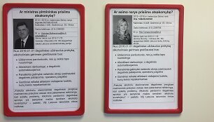 Degalinėje kabančios A.Butkevičiaus ir R.Tama&scaron;unienės anketos