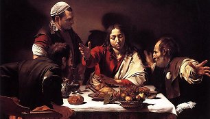 Caravaggio paveikslas, vaizduojantis Jėzų su mokiniais Emause