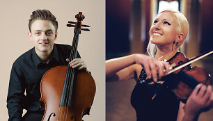 Smuikininkė Julija Ivanovaitė ir violončelininkas Deividas Dumčius