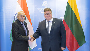 L.Linkevičiaus ir Indijos I&scaron;orės reikalų Valstybės ministro M.J.Akbar susitikimas