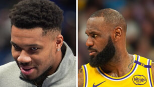 Giannis Antetokounpo ir LeBronas Jamesas