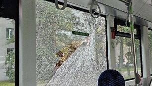 I&scaron;dužęs autobuso langas