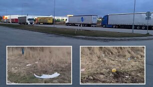 Vilkikų vairuotojai &scaron;alia Panevėžio &bdquo;DEPO&ldquo; parduotuvės nesidrovėdami &scaron;iuk&scaron;lina