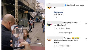 Kadrai su filmuko apie karą Gazos Ruože kūrimo užkulisiais tapo proga palestiniečius vėl apkaltinti aukų vaidinimu