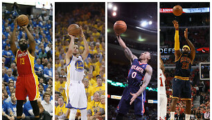 Jamesas Hardenas, Stephenas Curry, Jeffas Teague, LeBronas Jamesas