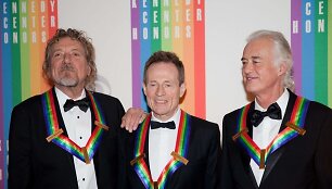 &bdquo;Led Zeppelin&ldquo; grupės nariai Robertas Plantas, Johnas Paulas Jonesas ir Jimmy Page
