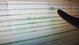 Taivano seismologijos centre rodoma diagrama, kurioje matyti seisminis aktyvumas per &Scaron;iaurės Korėjos branduolinį bandymą.