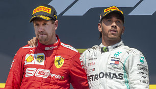 Lewisas Hamiltonas ir Sebastianas Vettelis Kanados GP