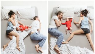 Tėvai ir kūdikis miega kartu