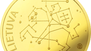 5 eurų aukso monetą, skirtą technologijos mokslams ir lietuviškosios kosmoso istorijos pradžiai