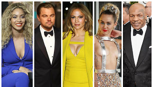 Beyonce, Leonardo DiCaprio, Jennifer Lopez, Miley Cyrus ir Mike'as Tysonas