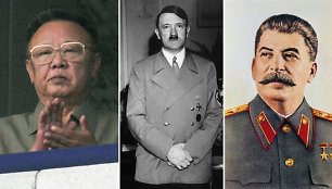 Iš kairės: Kim Jong Ilas, Adolfas Hitleris ir Josifas Stalinas