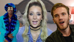 „YouTube“ žvaigždės KSI, JennaMarbles ir PewDiePie