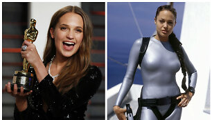 Alicia Vikander ir Angelina Jolie filme &bdquo;Kapų plė&scaron;ikė Lara Kroft: gyvybės lop&scaron;ys&ldquo;