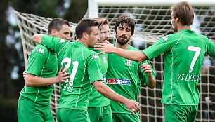 &bdquo;Žalgirio&ldquo; futbolo komandos žaidėjai po įvarčio