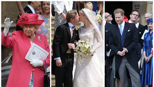 Karalienė Elizabeth II Thomasas Kingstonas, ledi Gabriella Windsor ir princas Harry.