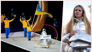 Rusė Anastasija Kučerova per žaidynių atidarymą žengė prie&scaron;aakyje Ukrainos komandos ir ne&scaron;ė &scaron;ios &scaron;alies lentelę.