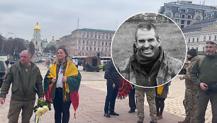 Ukrainos fronte žuvusio lietuvių kario pagerbimas