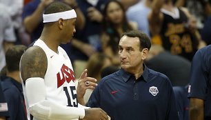 Carmelo Anthony ir JAV krepšinoi rinktinės treneris Mike'as Krzyzewski